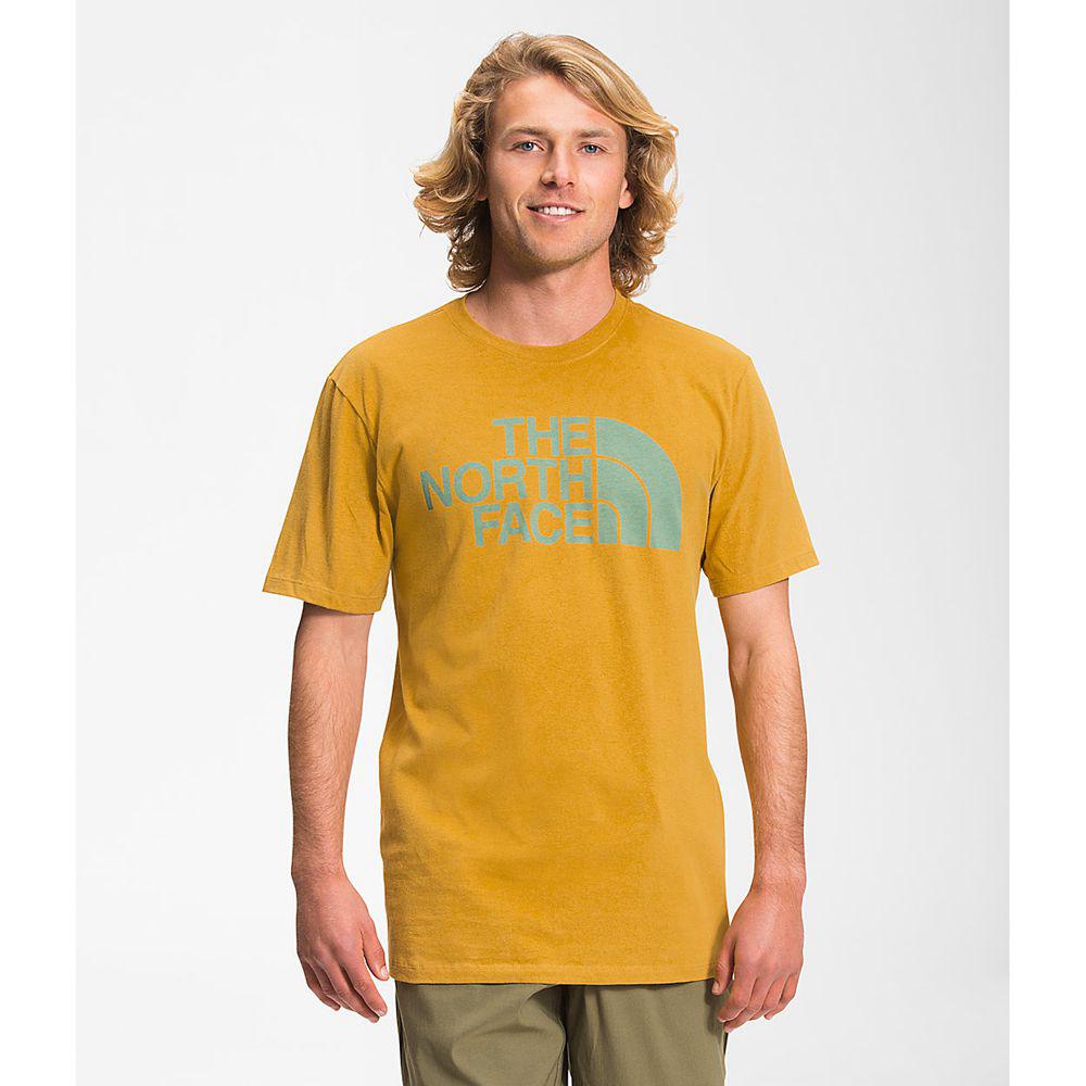 The North Face Κοντό Μανίκι Half Dome Ανδρικα T Shirt - Κίτρινα (RBPQ80375)